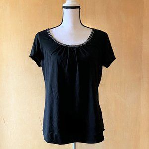 NWT Sz 1X Casual Land Black Short Sleeve Top